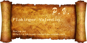 Plakinger Valentin névjegykártya